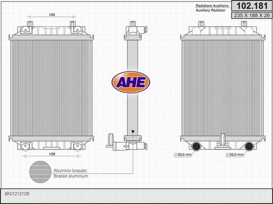 AHE 102.181 - Радиатор, охлаждение двигателя autosila-amz.com