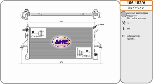 AHE 102.182/A - Радиатор, охлаждение двигателя autosila-amz.com