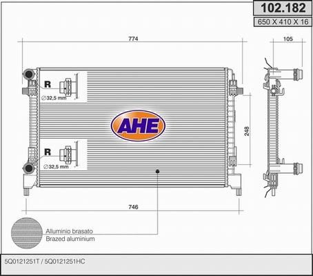 AHE 102.182 - Радиатор, охлаждение двигателя autosila-amz.com