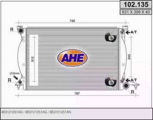 AHE 102.135 - Радиатор, охлаждение двигателя autosila-amz.com