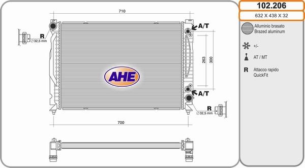 AHE 102.206 - Радиатор, охлаждение двигателя autosila-amz.com
