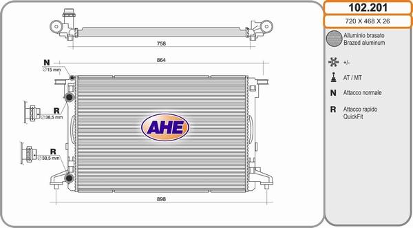 AHE 102.201 - Радиатор, охлаждение двигателя autosila-amz.com