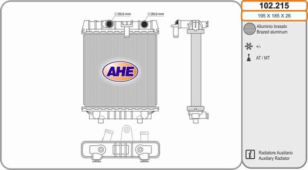 AHE 102.215 - Радиатор, охлаждение двигателя autosila-amz.com