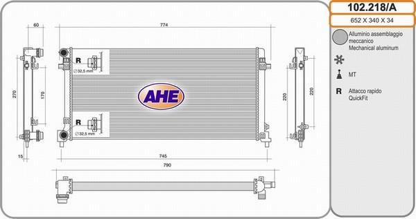AHE 102.218/A - Радиатор, охлаждение двигателя autosila-amz.com