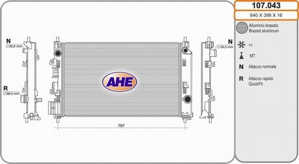 AHE 107.043 - Радиатор, охлаждение двигателя autosila-amz.com