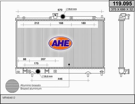 AHE 119.095 - Радиатор, охлаждение двигателя autosila-amz.com