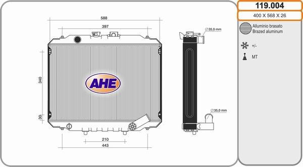 AHE 119.004 - Радиатор, охлаждение двигателя autosila-amz.com