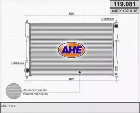 AHE 119.081 - Радиатор, охлаждение двигателя autosila-amz.com