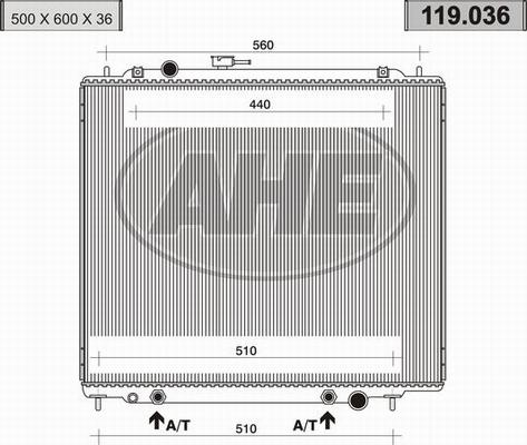 AHE 119.036 - Радиатор, охлаждение двигателя autosila-amz.com