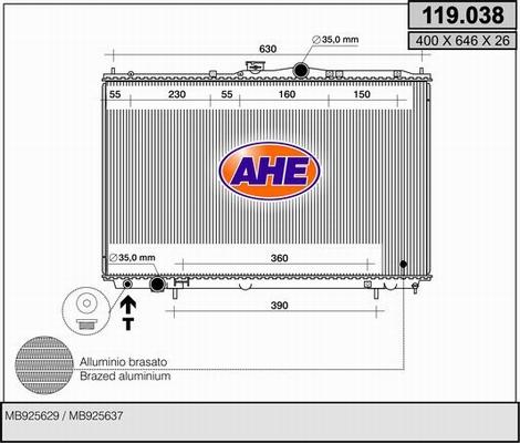 AHE 119.038 - Радиатор, охлаждение двигателя autosila-amz.com