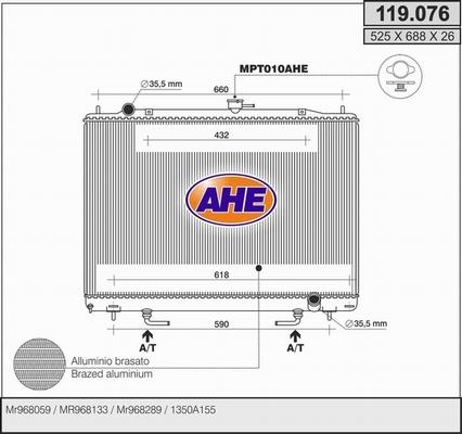 AHE 119.076 - Радиатор, охлаждение двигателя autosila-amz.com