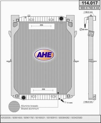 AHE 114.017 - Радиатор, охлаждение двигателя autosila-amz.com