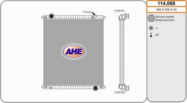 AHE 114.088 - Радиатор, охлаждение двигателя autosila-amz.com
