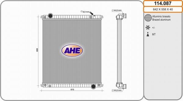 AHE 114.087 - Радиатор, охлаждение двигателя autosila-amz.com