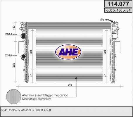 AHE 114.077 - Радиатор, охлаждение двигателя autosila-amz.com