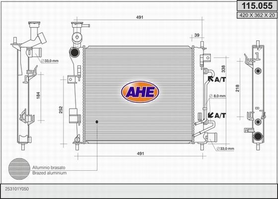 AHE 115.055 - Радиатор, охлаждение двигателя autosila-amz.com