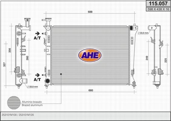 AHE 115.057 - Радиатор, охлаждение двигателя autosila-amz.com