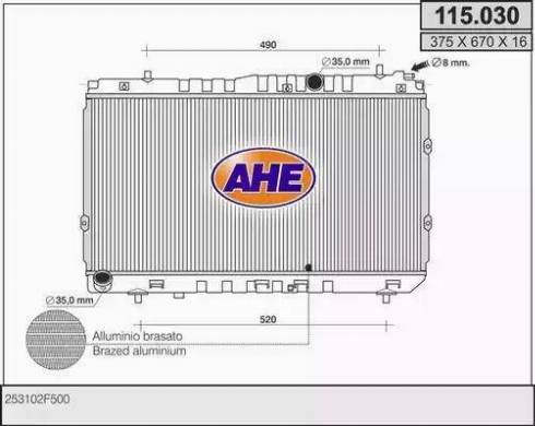 AHE 115.030 - Радиатор, охлаждение двигателя autosila-amz.com