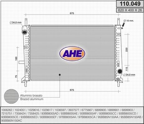 AHE 110.049 - Радиатор, охлаждение двигателя autosila-amz.com