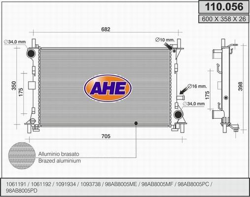 AHE 110.056 - Радиатор, охлаждение двигателя autosila-amz.com