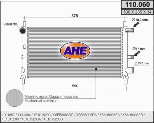 AHE 110.060 - Радиатор, охлаждение двигателя autosila-amz.com