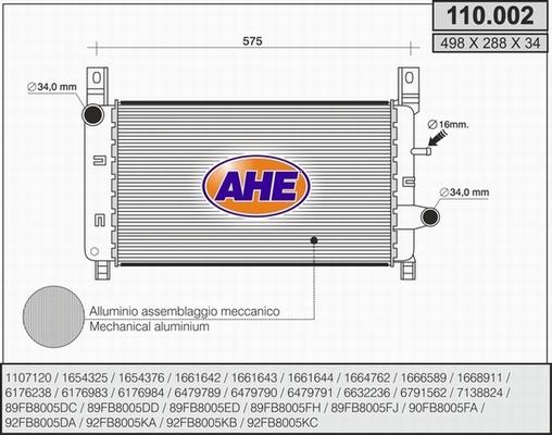 AHE 110.002 - Радиатор, охлаждение двигателя autosila-amz.com