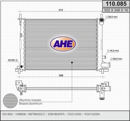 AHE 110.085 - Радиатор, охлаждение двигателя autosila-amz.com