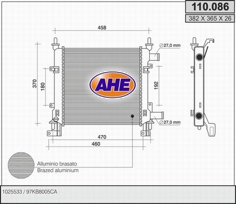 AHE 110.086 - Радиатор, охлаждение двигателя autosila-amz.com