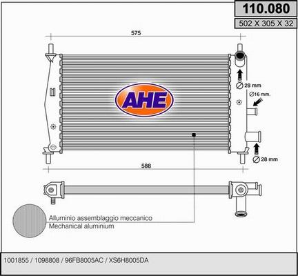 AHE 110.080 - Радиатор, охлаждение двигателя autosila-amz.com