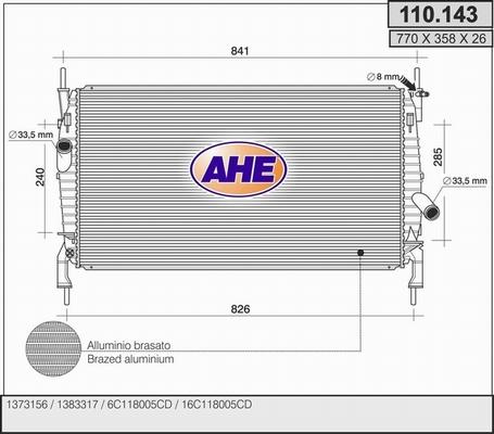 AHE 110.143 - Радиатор, охлаждение двигателя autosila-amz.com