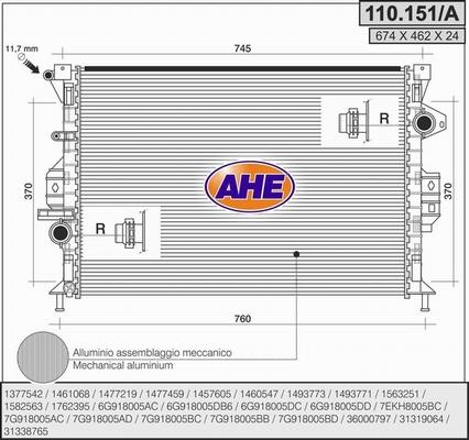 AHE 110.151/A - Радиатор, охлаждение двигателя autosila-amz.com