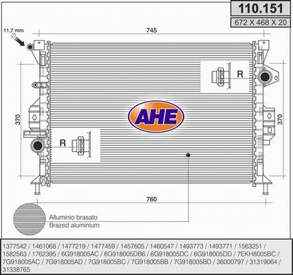 AHE 110.151 - Радиатор, охлаждение двигателя autosila-amz.com