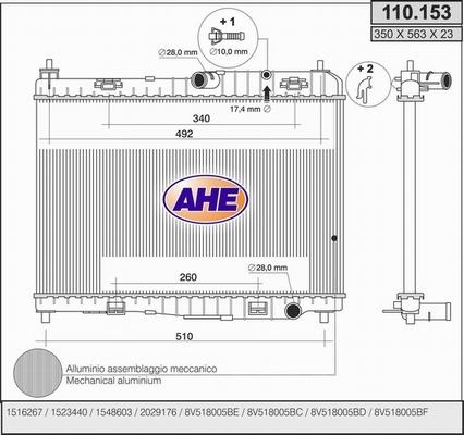 AHE 110.153 - Радиатор, охлаждение двигателя autosila-amz.com