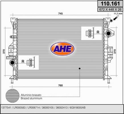 AHE 110.161 - Радиатор, охлаждение двигателя autosila-amz.com