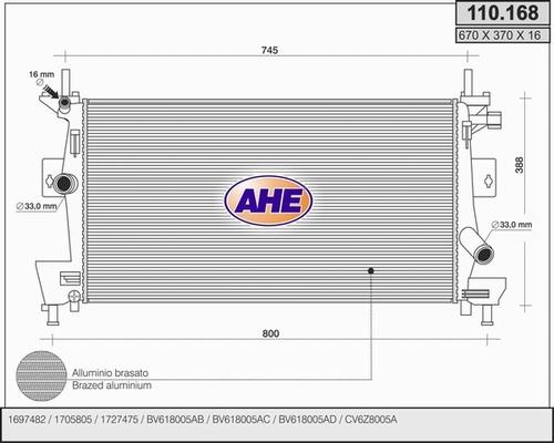 AHE 110.168 - Радиатор, охлаждение двигателя autosila-amz.com