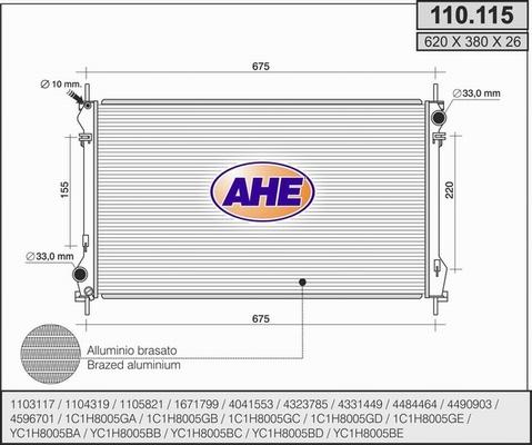 AHE 110.115 - Радиатор, охлаждение двигателя autosila-amz.com