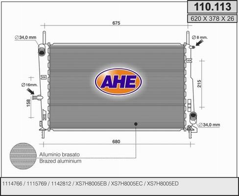 AHE 110.113 - Радиатор, охлаждение двигателя autosila-amz.com