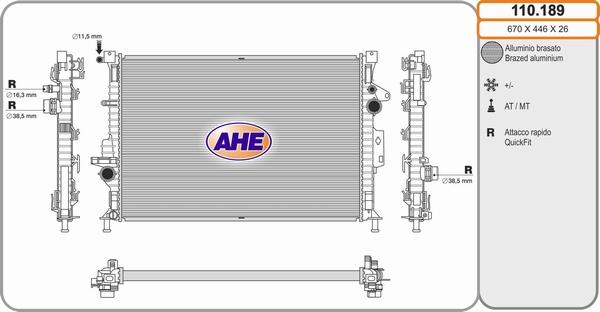 AHE 110.189 - Радиатор, охлаждение двигателя autosila-amz.com