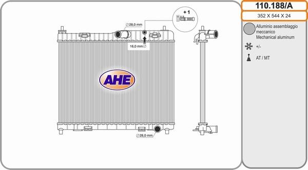 AHE 110.188/A - Радиатор, охлаждение двигателя autosila-amz.com