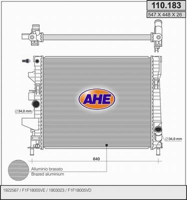 AHE 110.183 - Радиатор, охлаждение двигателя autosila-amz.com