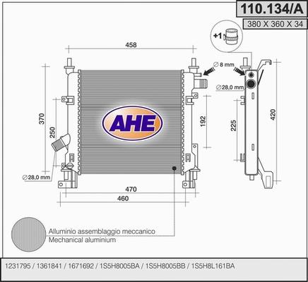 AHE 110.134/A - Радиатор, охлаждение двигателя autosila-amz.com