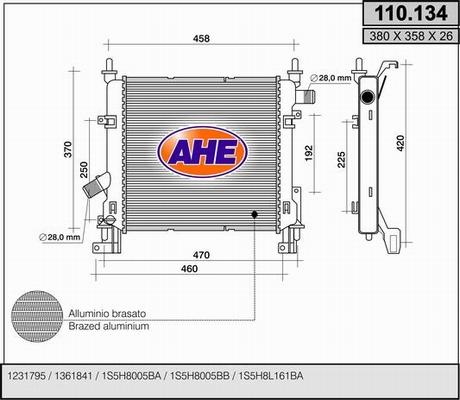 AHE 110.134 - Радиатор, охлаждение двигателя autosila-amz.com