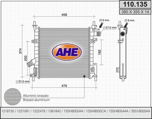 AHE 110.135 - Радиатор, охлаждение двигателя autosila-amz.com