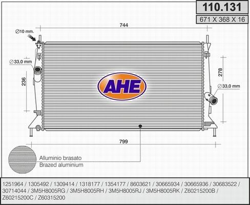 AHE 110.131 - Радиатор, охлаждение двигателя autosila-amz.com