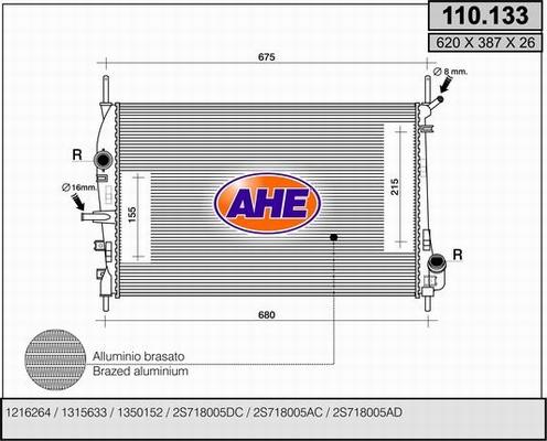 AHE 110.133 - Радиатор, охлаждение двигателя autosila-amz.com