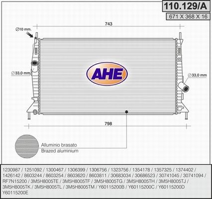 AHE 110.129/A - Радиатор, охлаждение двигателя autosila-amz.com