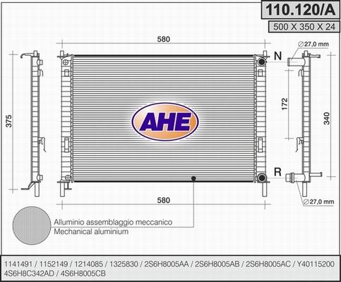 AHE 110.120/A - Радиатор, охлаждение двигателя autosila-amz.com