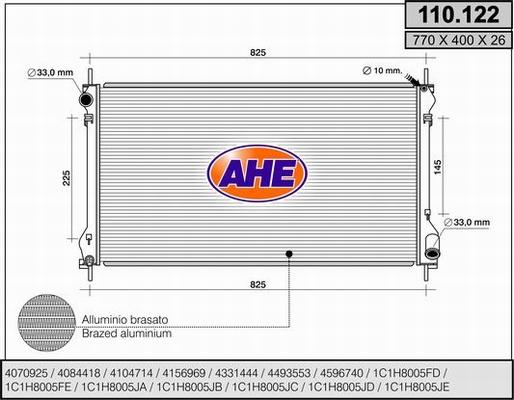 AHE 110.122 - Радиатор, охлаждение двигателя autosila-amz.com