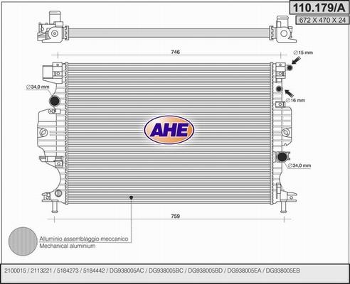 AHE 110.179/A - Радиатор, охлаждение двигателя autosila-amz.com