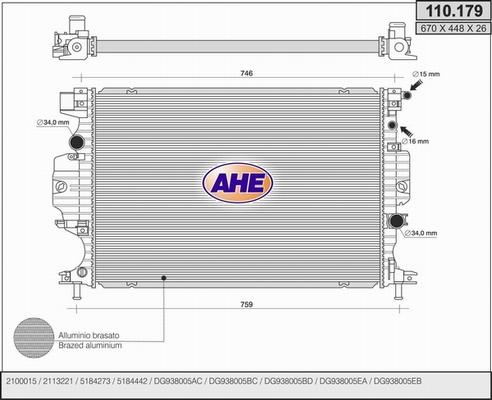 AHE 110.179 - Радиатор, охлаждение двигателя autosila-amz.com